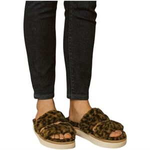 Koolaburra by UGG Fuzz On Cheetah Print Faux Fur Slide Sandals Women’s Size 9